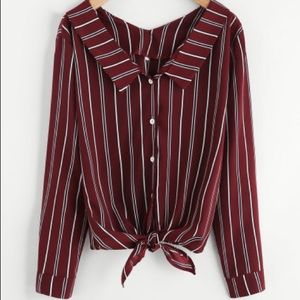 Striped button down top